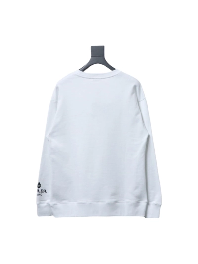 Prada round neck sweatshirt with triangle logo on the collar with large logo on the sleeve 1901 Hoodie 02