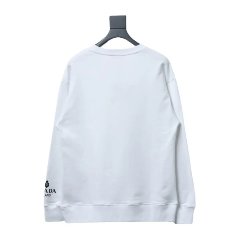 Prada round neck sweatshirt with triangle logo on the collar with large logo on the sleeve 1901 Hoodie