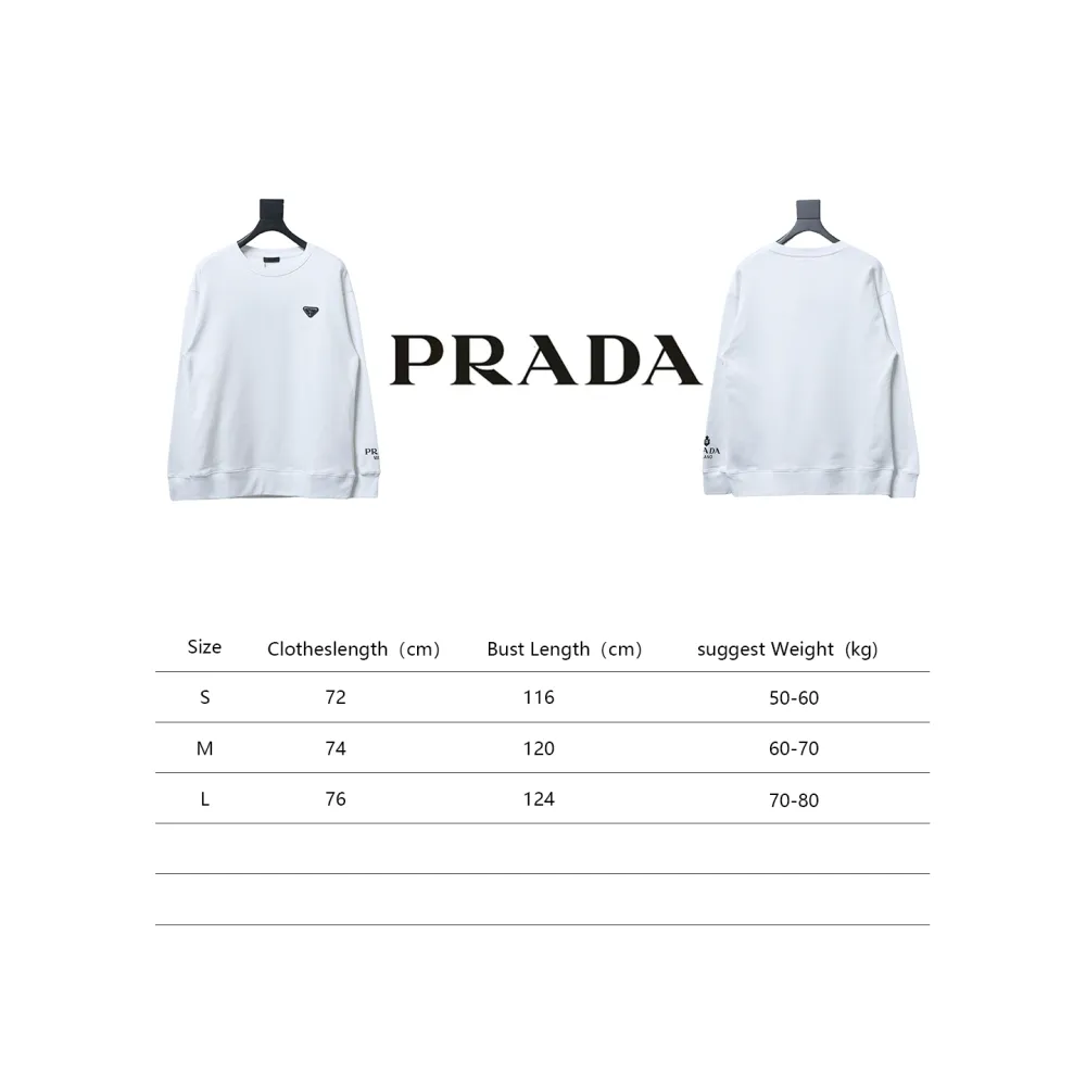 Prada round neck sweatshirt with triangle logo on the collar with large logo on the sleeve 1901 Hoodie