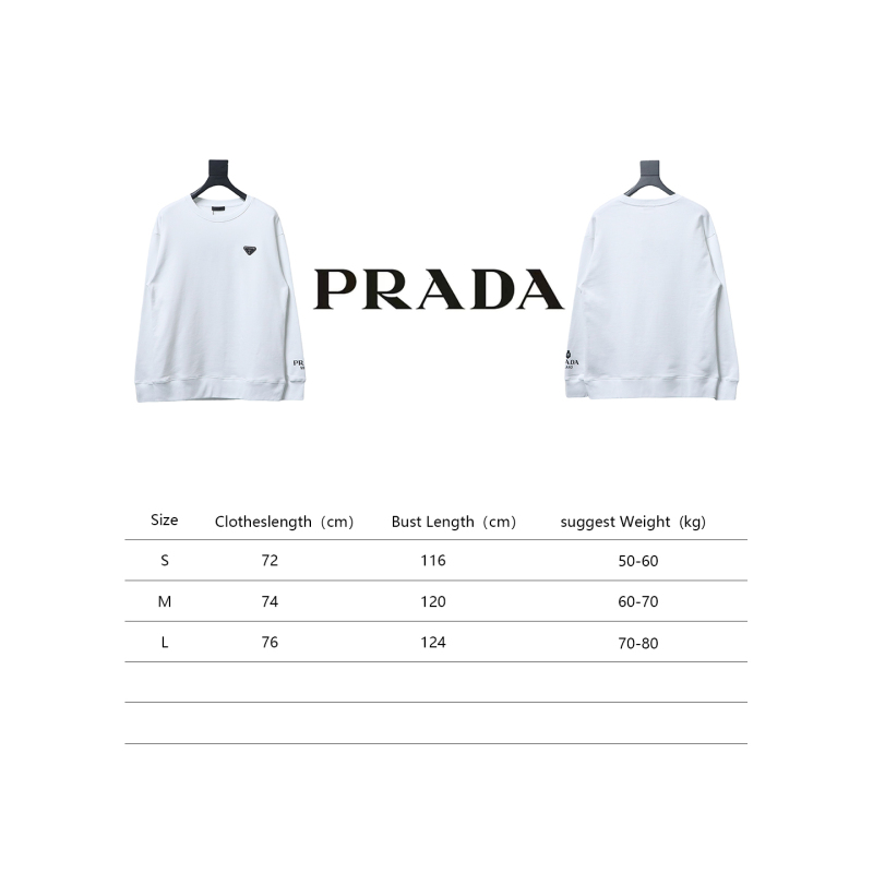  Prada round neck sweatshirt with triangle logo on the collar with large logo on the sleeve 1901 Hoodie