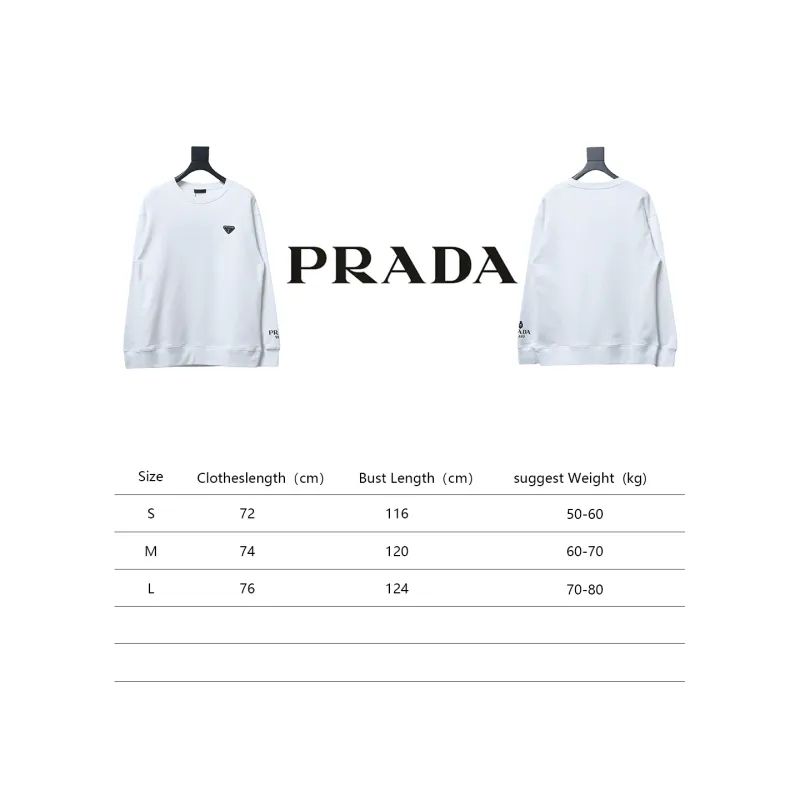 Prada round neck sweatshirt with triangle logo on the collar with large logo on the sleeve 1901 Hoodie