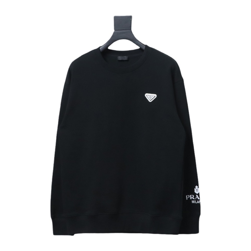  Prada round neck sweatshirt with triangle logo on the sleeve 1902 Hoodie