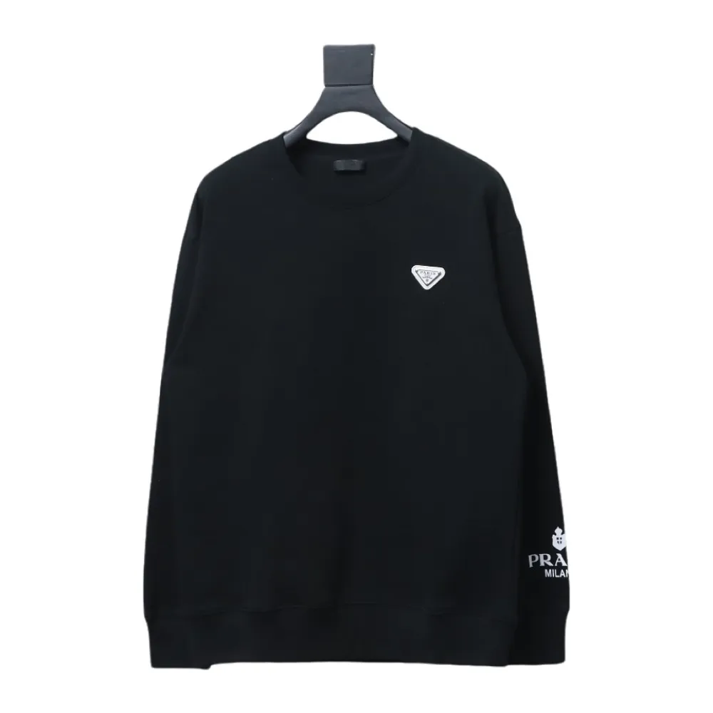 Pra*a round neck sweatshirt with triangle logo on the sleeve 1902 hoodie