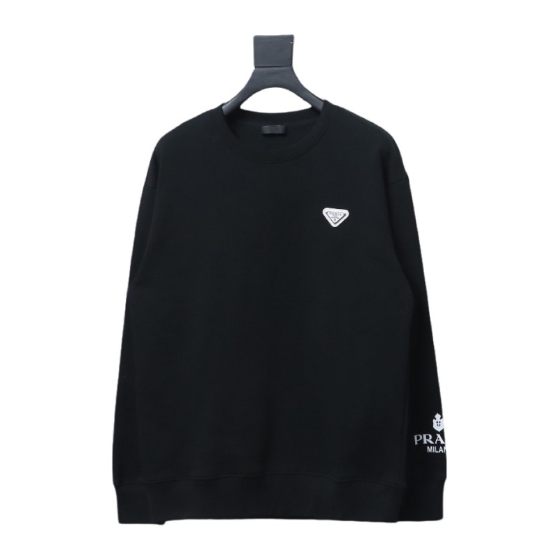  Prada round neck sweatshirt with triangle logo on the sleeve 1902 Hoodie