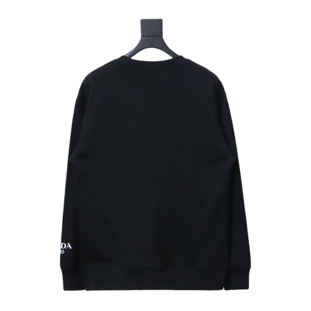  Prada round neck sweatshirt with triangle logo on the sleeve 1902 Hoodie