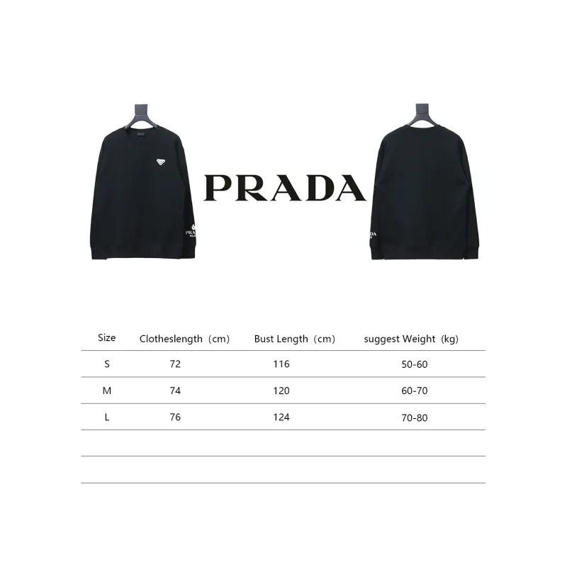 Prada round neck sweatshirt with triangle logo on the sleeve 1902 Hoodie