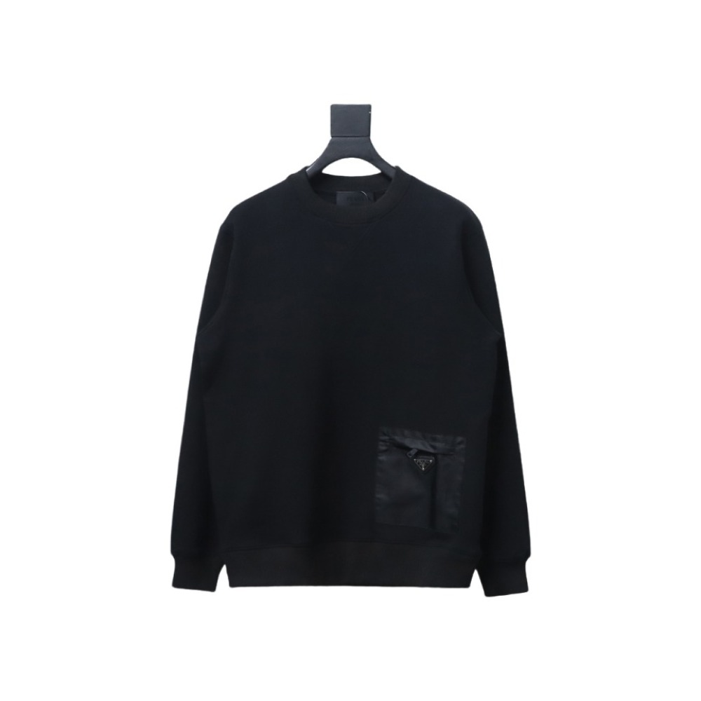  Prada triangle logo pocket round neck sweatshirt 1901 Hoodie