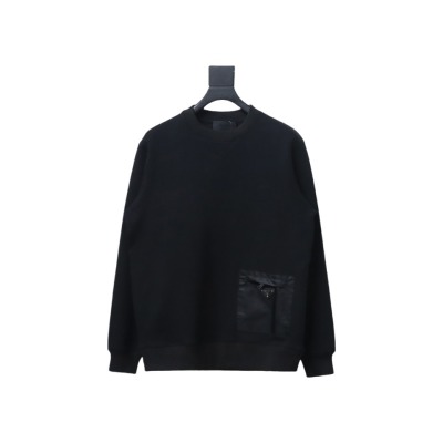  Prada triangle logo pocket round neck sweatshirt 1901 Hoodie 01