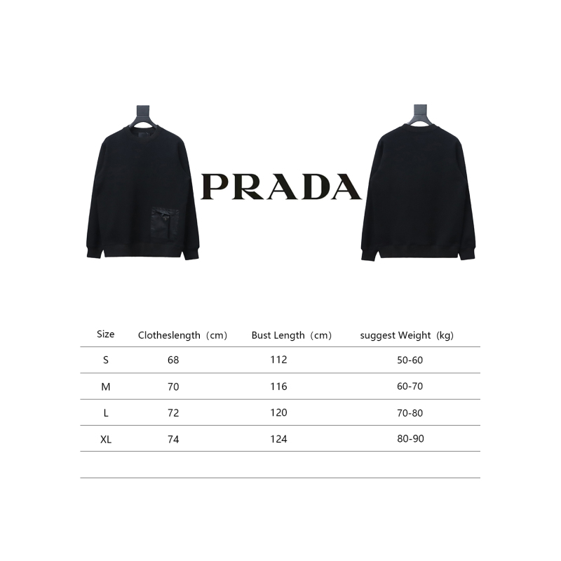  Prada triangle logo pocket round neck sweatshirt 1901 Hoodie
