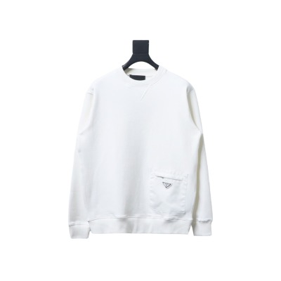 Prada triangle logo pocket round neck sweatshirt 1902 Hoodie 01