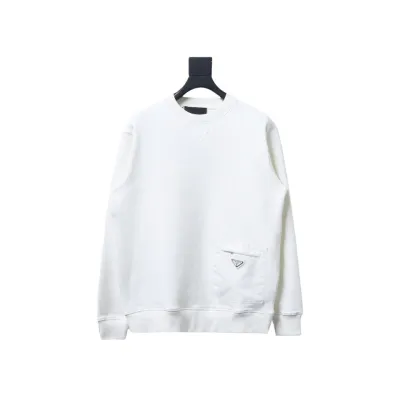 Prada triangle logo pocket round neck sweatshirt 1902 Hoodie 01