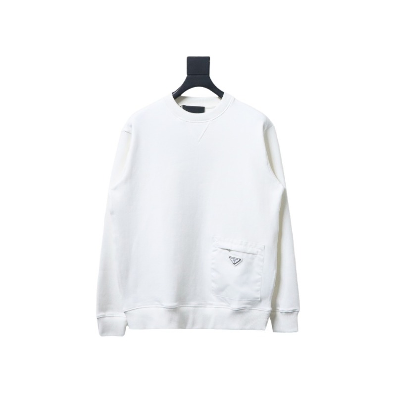  Prada triangle logo pocket round neck sweatshirt 1902 Hoodie