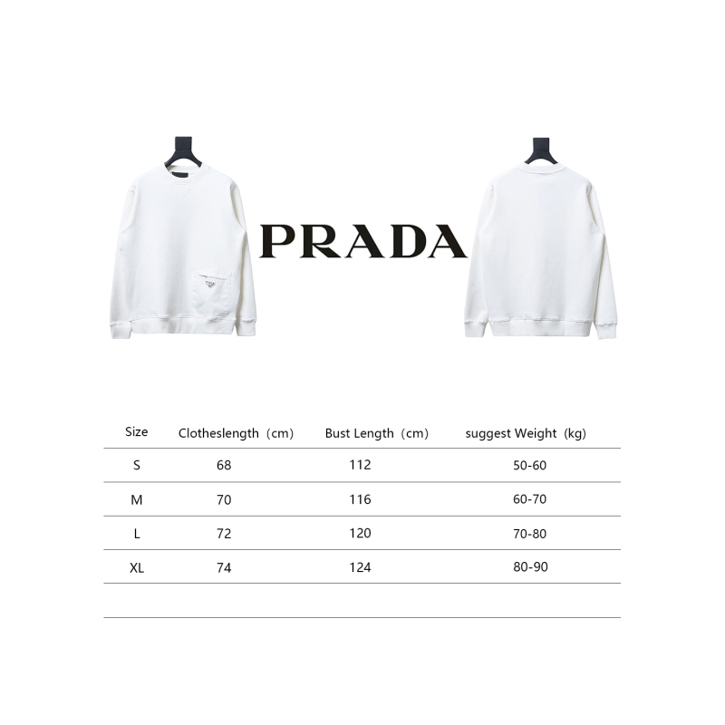  Prada triangle logo pocket round neck sweatshirt 1902 Hoodie