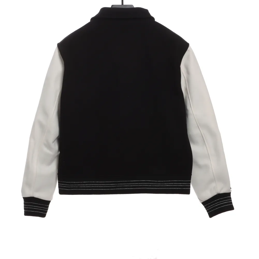 Amiri bone wool color matching sleeve baseball jacket