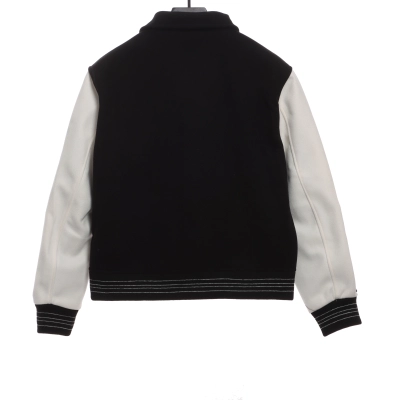 Amiri bone wool color matching sleeve baseball jacket 02