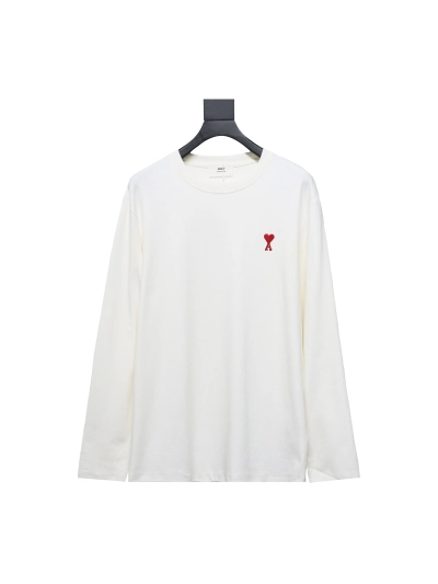 Amiri small heart logo embroidered long-sleeve T-shirt 1901 01