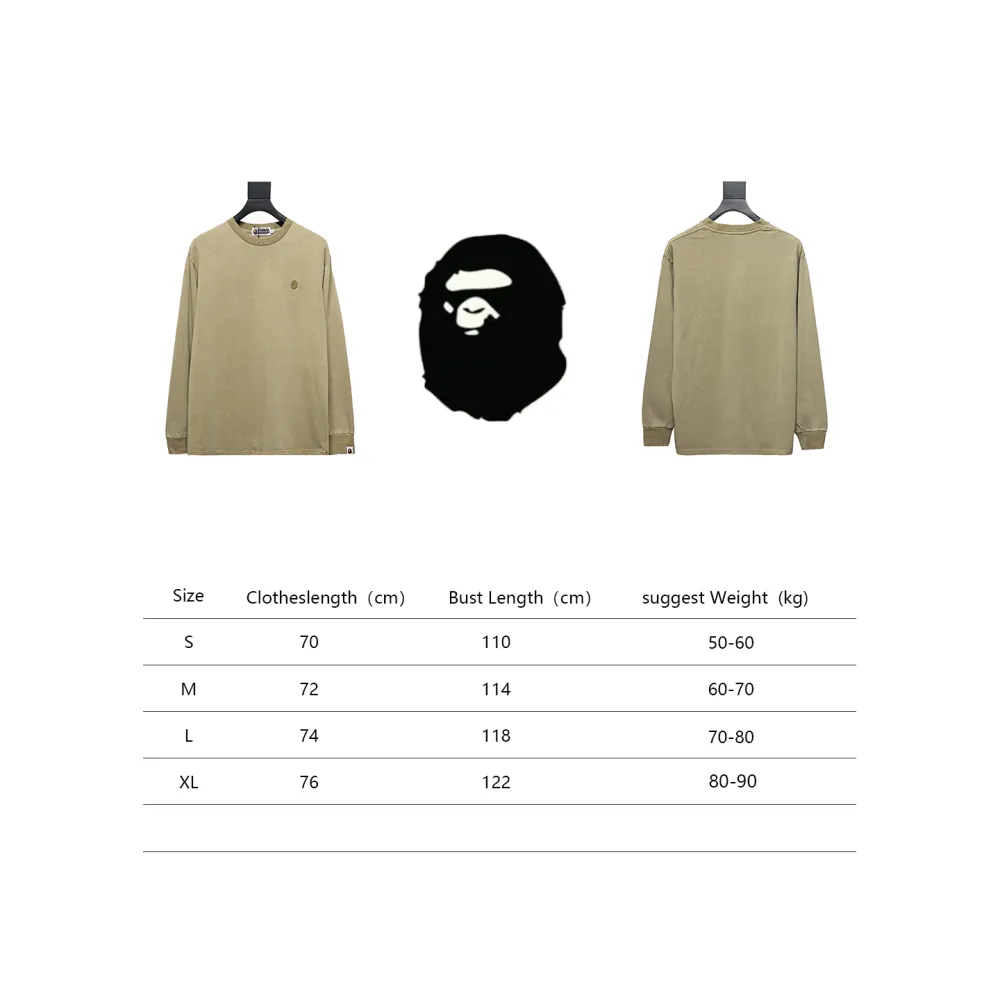 BAPE 24SS ape head small logo embroidered long-sleeve T-shirt 1902