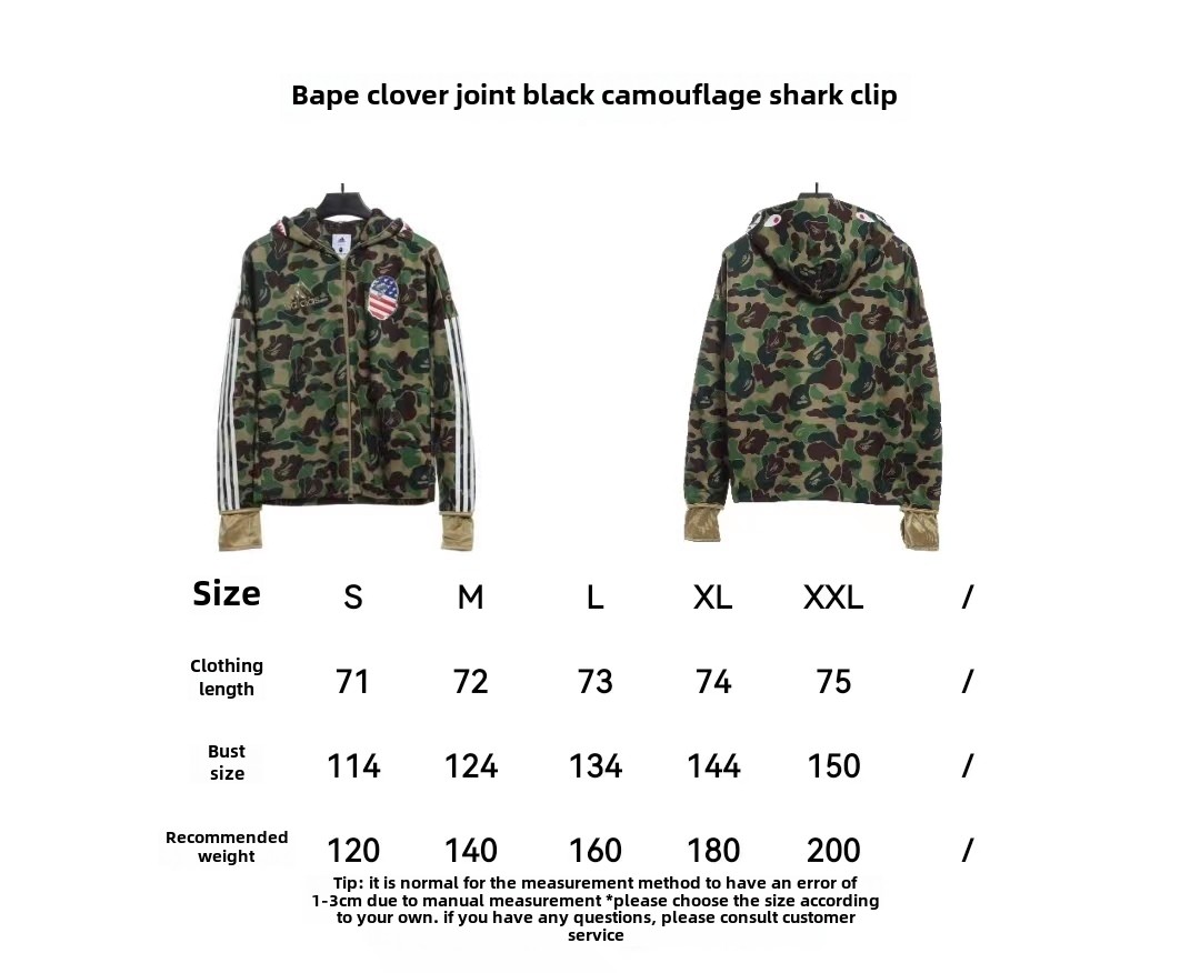 BAPE clover joint black camouflage shark jacket 1901