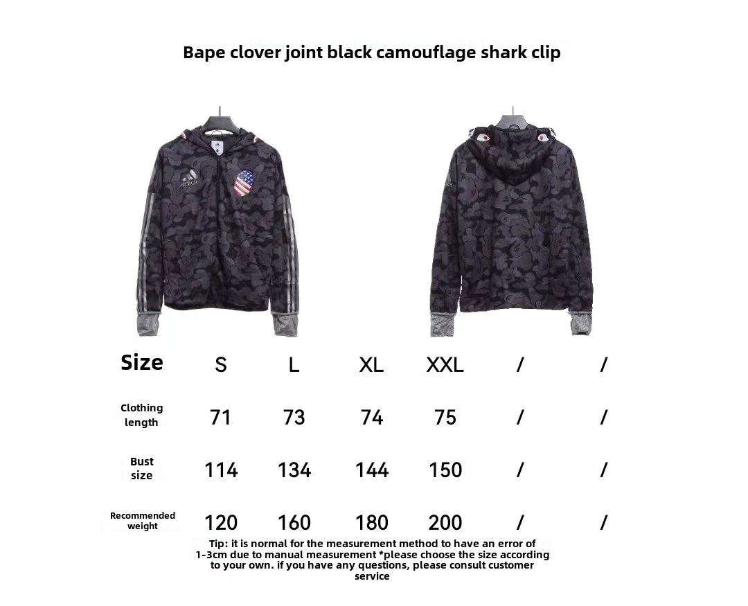 BAPE clover joint black camouflage shark jacket 1902