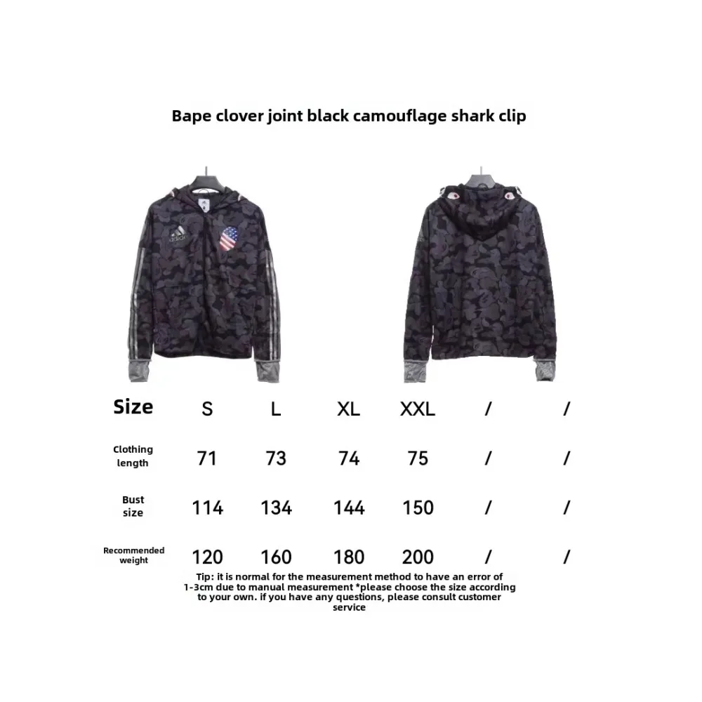 BAPE clover joint black camouflage shark jacket 1902