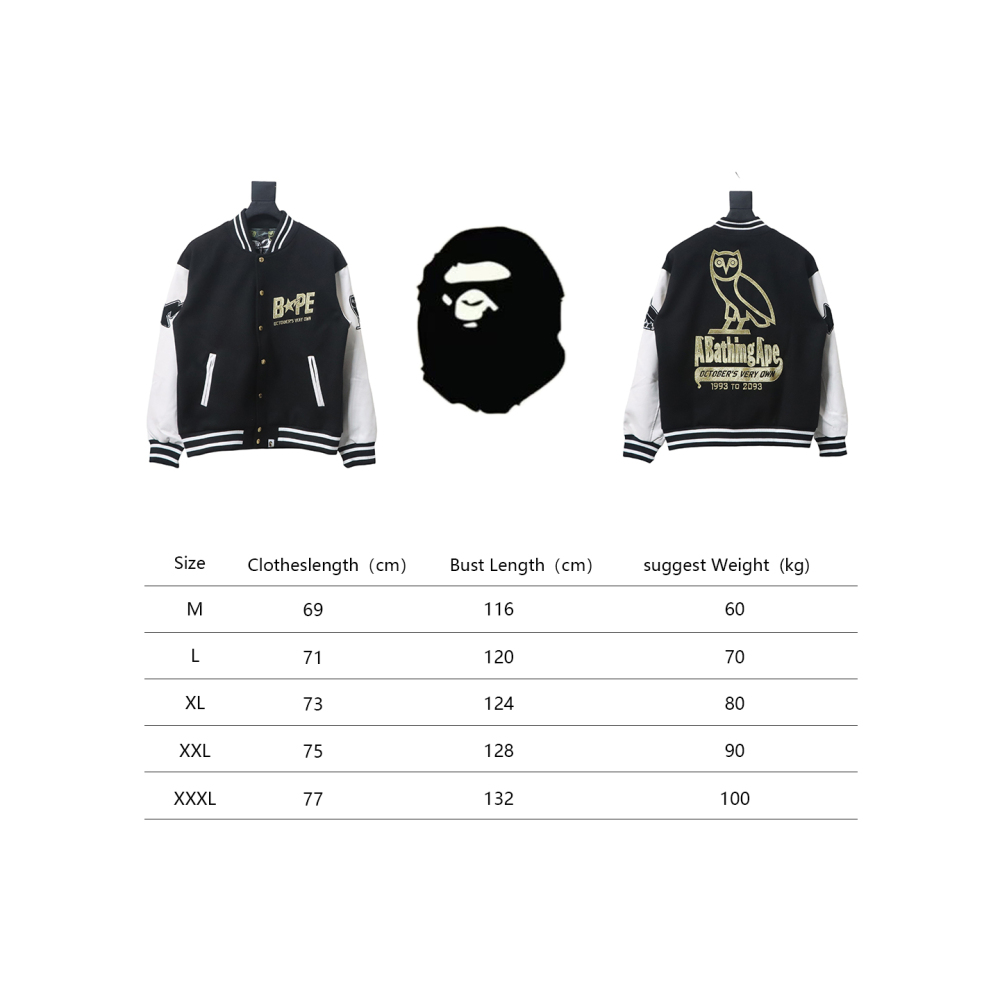 BAPE co-branded owl baseball jacket 1901