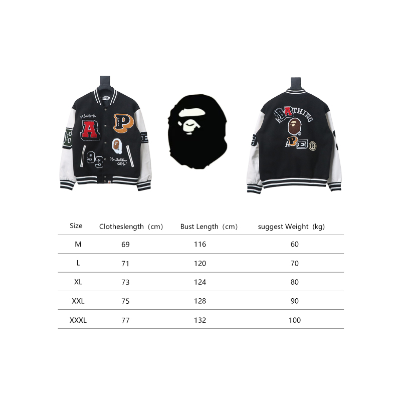 BAPE element pattern towel embroidery baseball jacket 1901