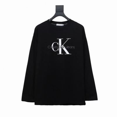 Calvin Klein CK basic casual round neck Long-Sleeve T-shirt black 01