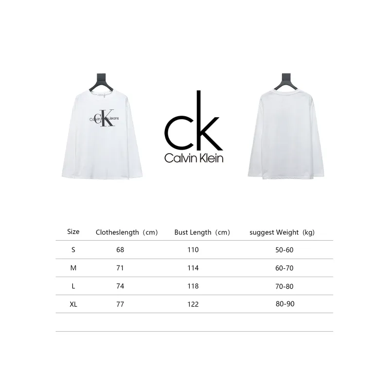  Calvin Klein CK basic casual round neck Long-Sleeve T-shirt white