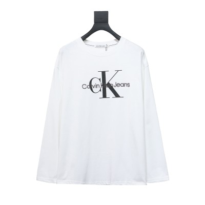  Calvin Klein CK basic casual round neck Long-Sleeve T-shirt white 01