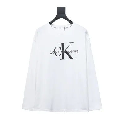  Calvin Klein CK basic casual round neck Long-Sleeve T-shirt white 01