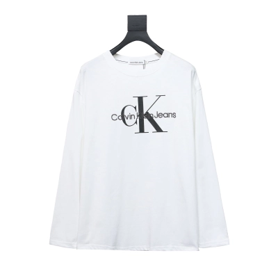 Calvin Klein CK basic casual round neck Long-Sleeve T-shirt white 01