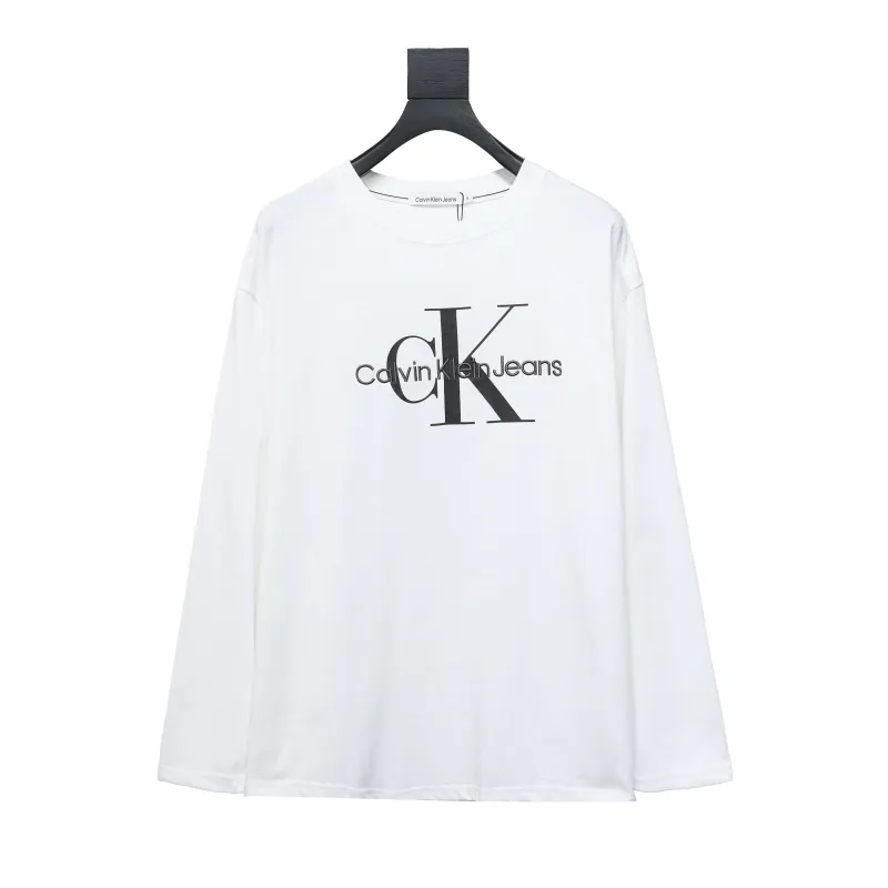  Calvin Klein CK basic casual round neck Long-Sleeve T-shirt white