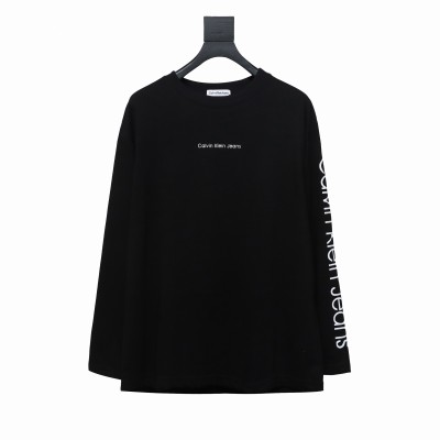  Calvin Klein CK chest small label Long-Sleeve T-shirt black 01