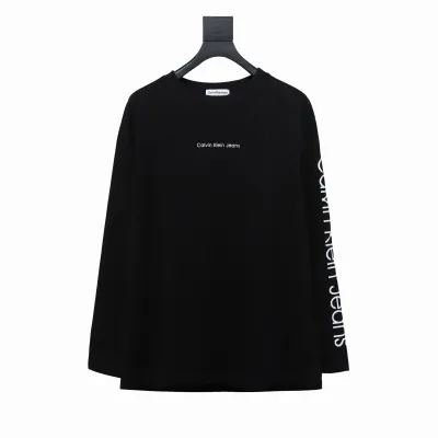  Calvin Klein CK chest small label Long-Sleeve T-shirt black 01