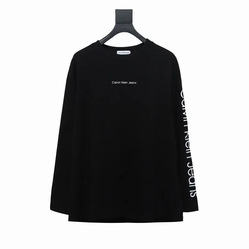  Calvin Klein CK chest small label Long-Sleeve T-shirt black