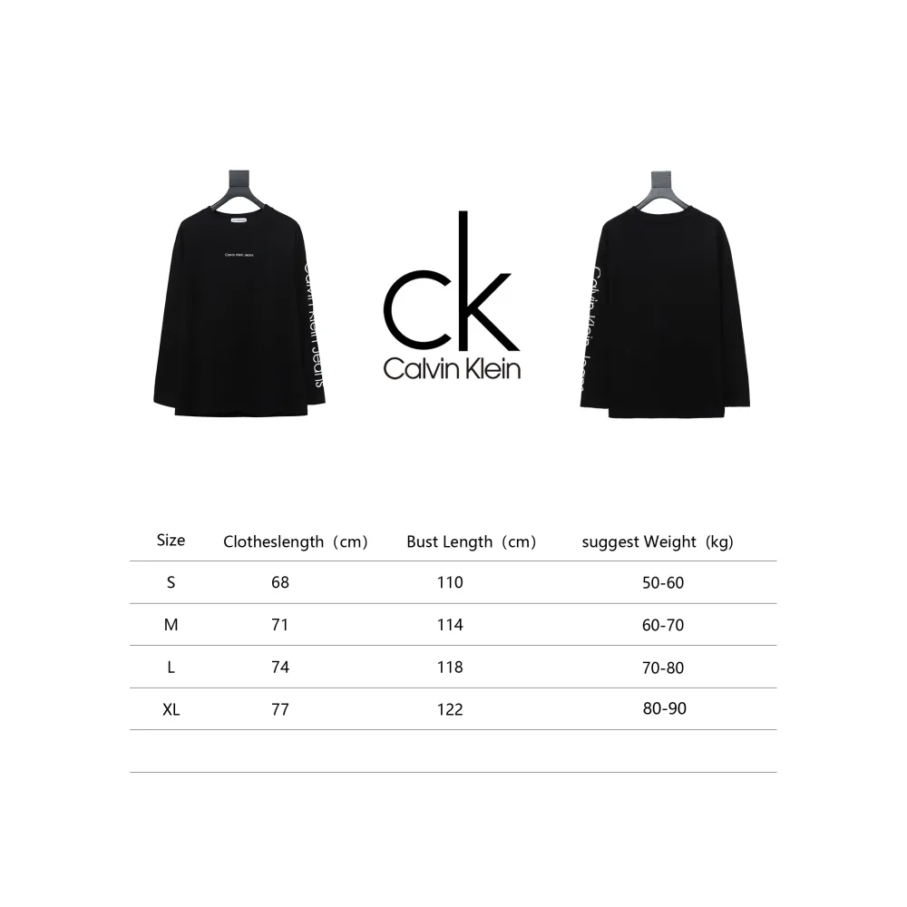  Calvin Klein CK chest small label Long-Sleeve T-shirt black