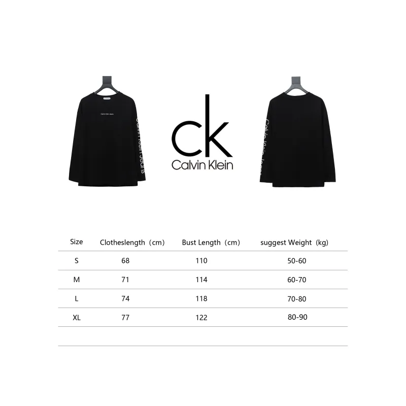  Calvin Klein CK chest small label Long-Sleeve T-shirt black