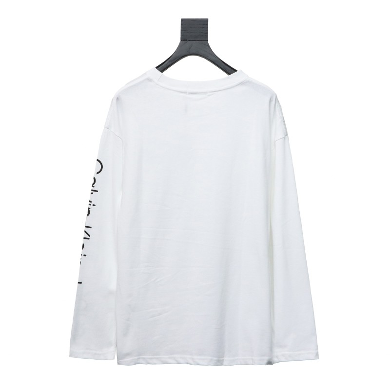 Calvin Klein CK chest small label Long-Sleeve T-shirt white