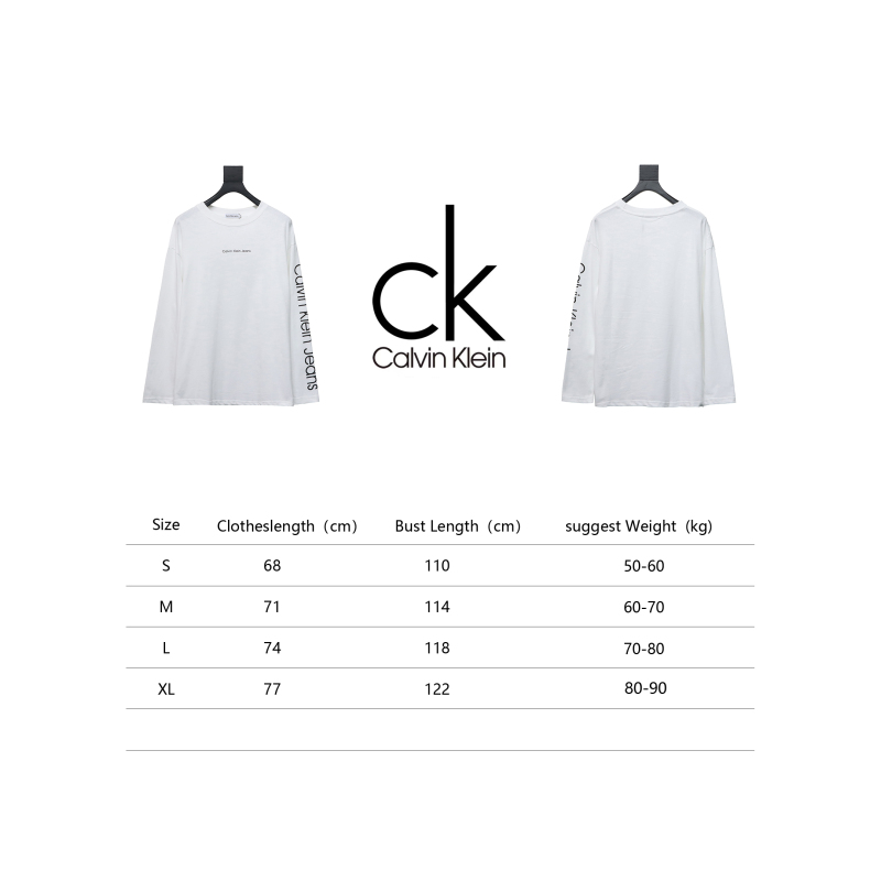 Calvin Klein CK chest small label Long-Sleeve T-shirt white