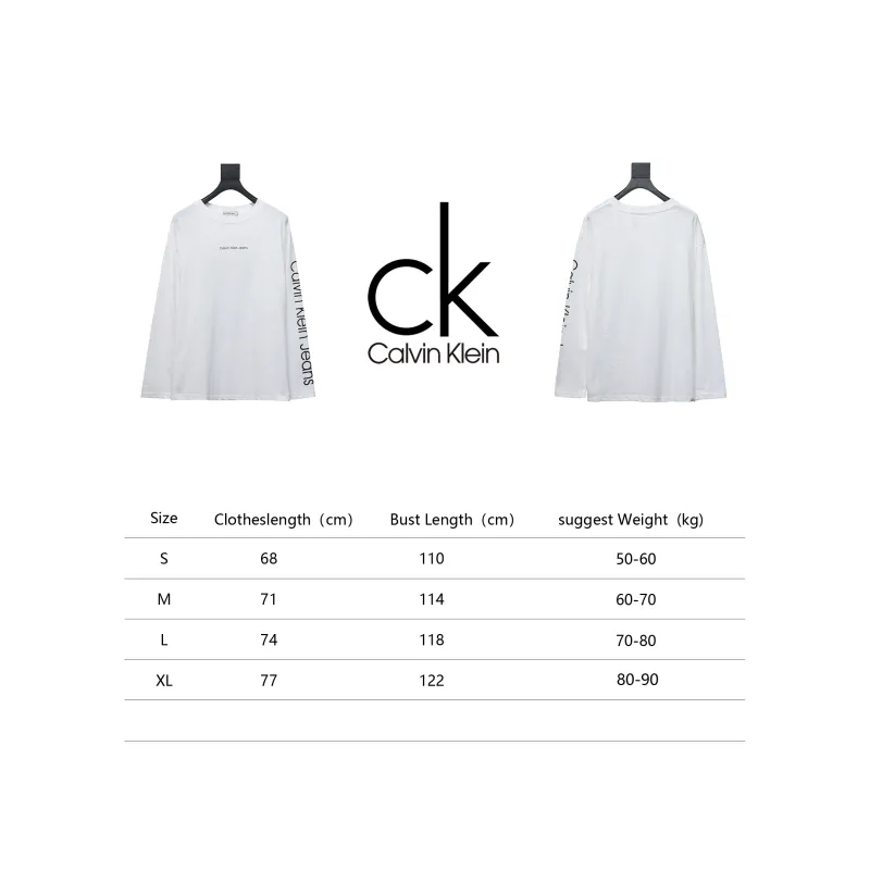  Calvin Klein CK chest small label Long-Sleeve T-shirt white