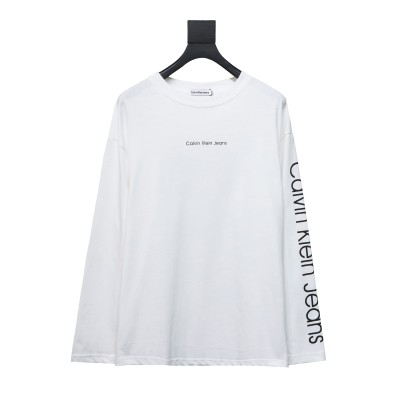  Calvin Klein CK chest small label Long-Sleeve T-shirt white 01