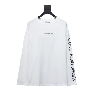  Calvin Klein CK chest small label Long-Sleeve T-shirt white 01
