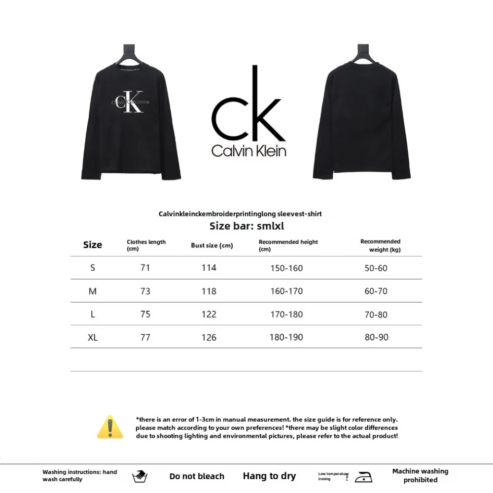  Calvin Klein CK embroidered print long-sleeve T-shirt 1901