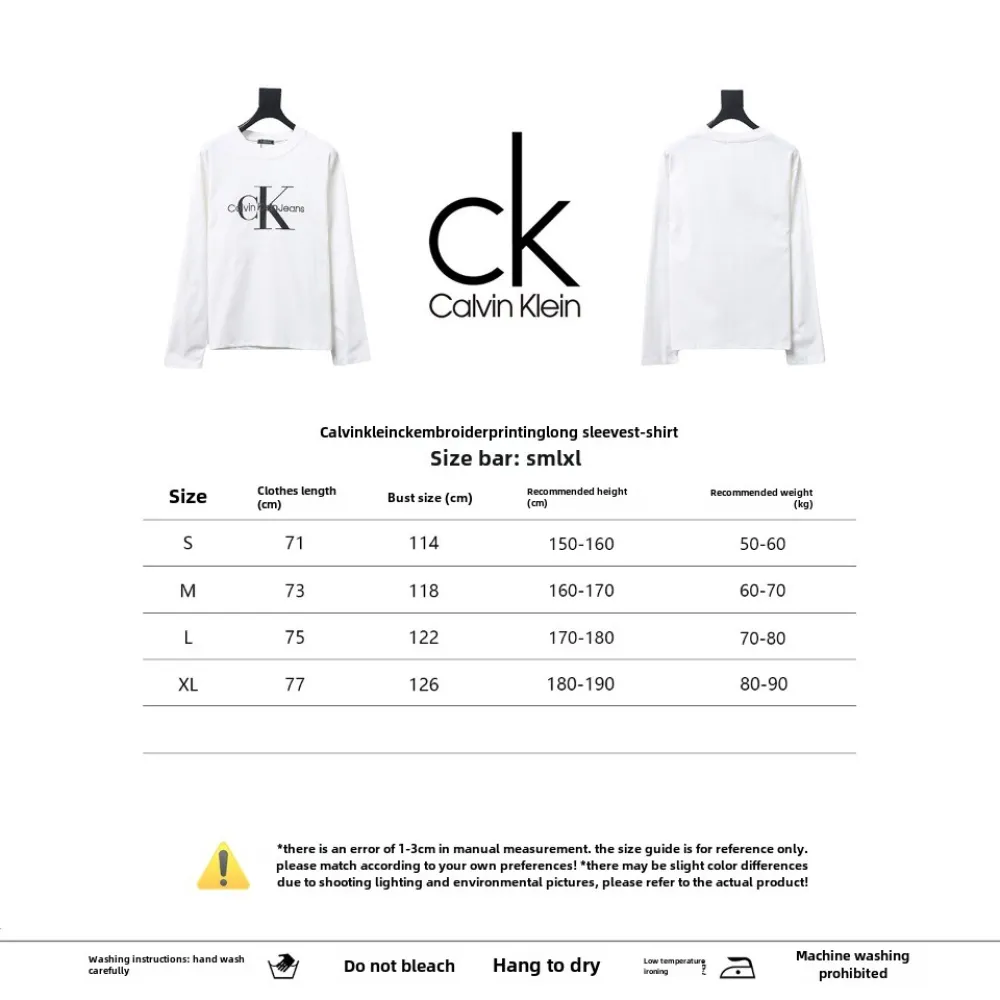  Calvin Klein CK embroidered print long-sleeve T-shirt 1902