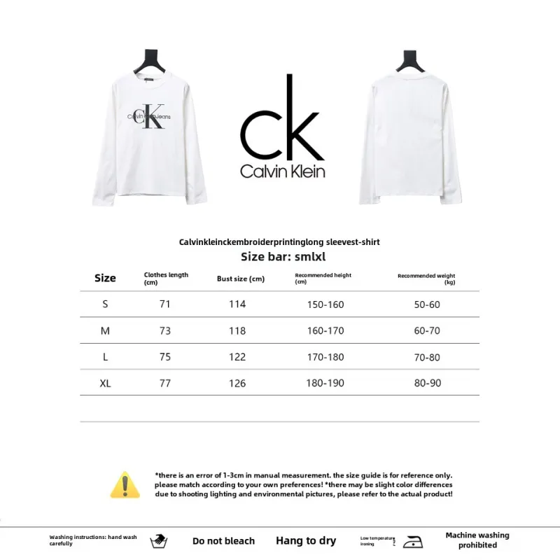  Calvin Klein CK embroidered print long-sleeve T-shirt 1902