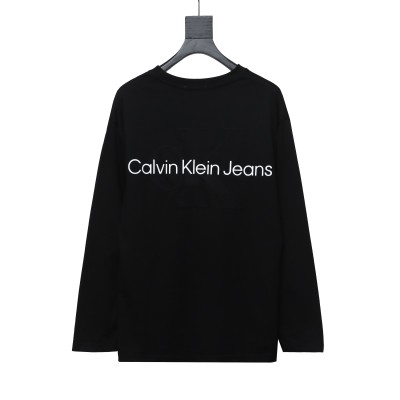 Calvin Klein CK small label basic round neck Long-Sleeve T-shirt black 02