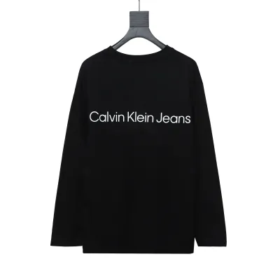  Calvin Klein CK small label basic round neck Long-Sleeve T-shirt black 02