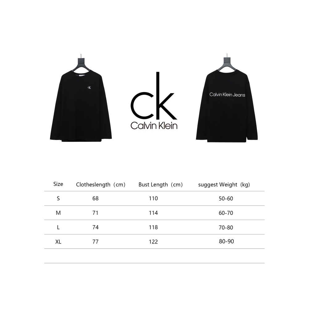 Calvin Klein CK small label basic round neck Long-Sleeve T-shirt black
