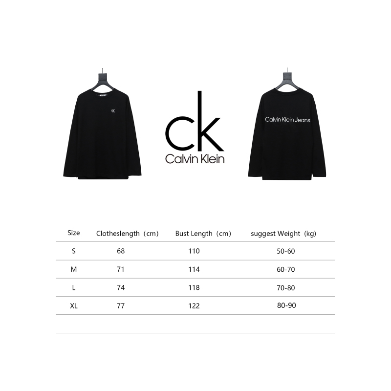 Calvin Klein CK small label basic round neck Long-Sleeve T-shirt black