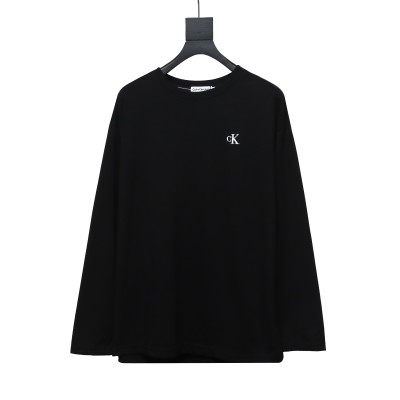  Calvin Klein CK small label basic round neck Long-Sleeve T-shirt black 01